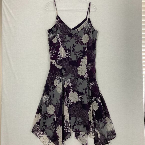 INC International Concepts Purple Floral Handkerchief Hem Strappy Dress size 14 - Picture 1 of 10
